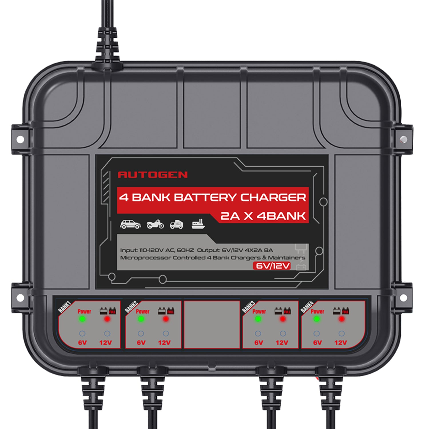 4-Bank Marine Battery Charger 8-Amp (2-Amp Per Bank) - Autogen