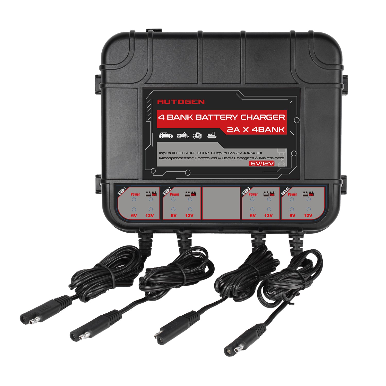 4-Bank Marine Battery Charger 8-Amp (2-Amp Per Bank) - Autogen