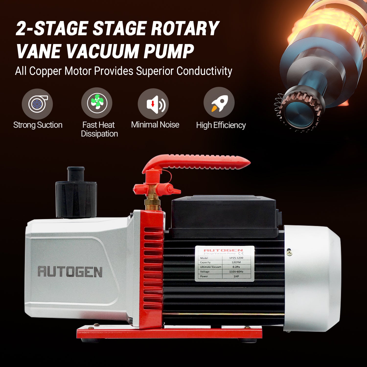 2-Stage 12CFM 1/2HP Air Vacuum Pump - Autogen