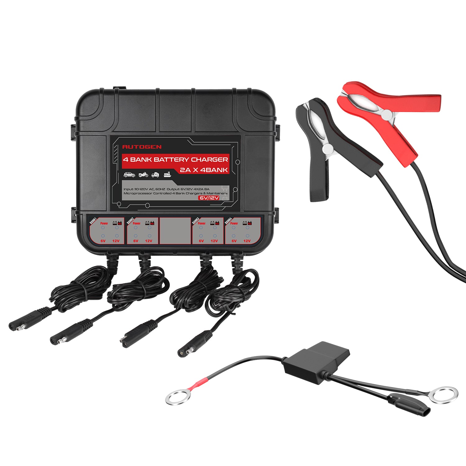 4-Bank Marine Battery Charger 8-Amp (2-Amp Per Bank) - Autogen